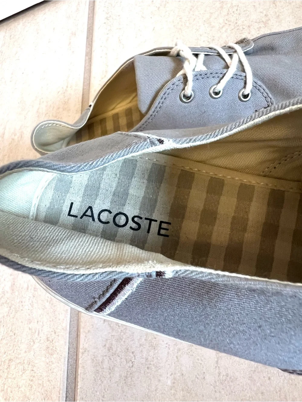 Lacoste Aristide casual canvas boat shoe Lightweight breathable twill men 12 US